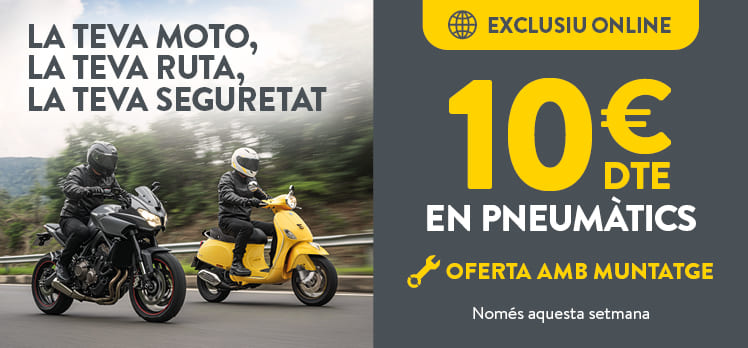 10€ de descompte en pneumàtics de moto amb muntatge