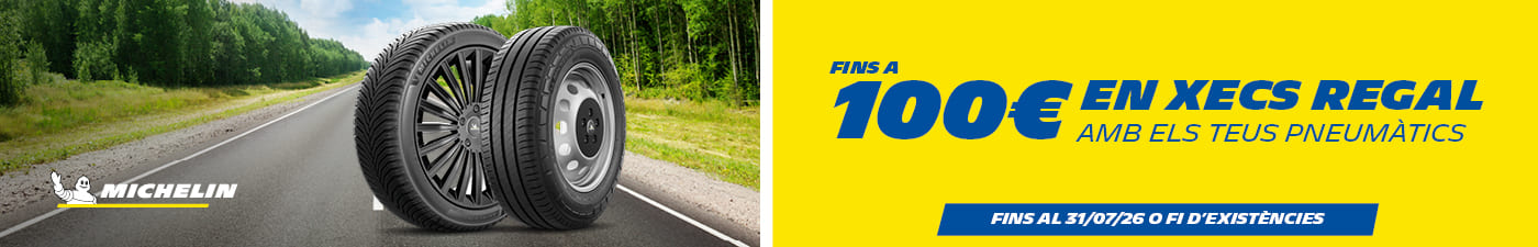 Fins a 100€ en xecs regal amb els teus pneumàtics Michelin a Rodi