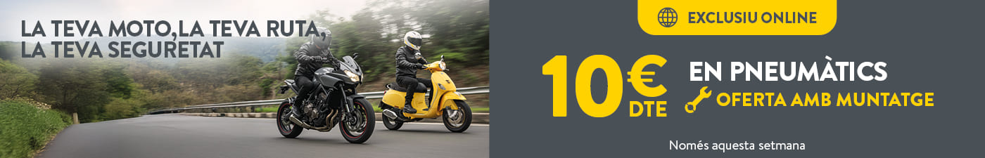 10€ de descompte en pneumàtics de moto amb muntatge