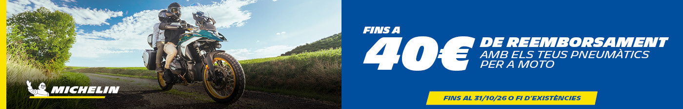 Fins a 40€ de reemborsament amb els teus pneumàtics de moto Michelin