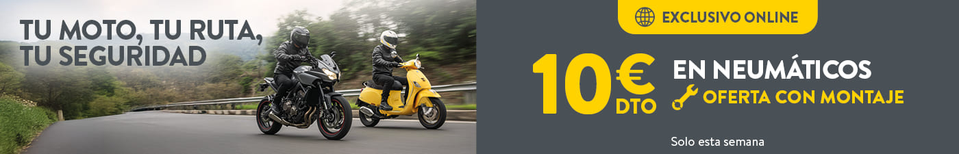 10€ de descuento en neumáticos de moto con montaje