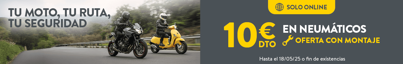 10€ de descuento en el montaje de neumáticos de moto