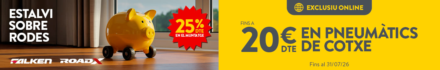 Fins a 20€ de descompte en pneumàtics a Rodi Motor Services