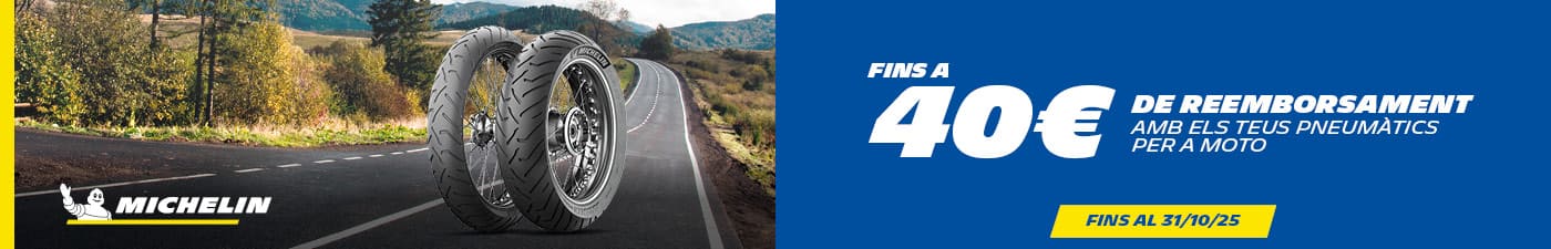 Fins a 40€ de reemborsament amb els teus pneumàtics de moto Michelin