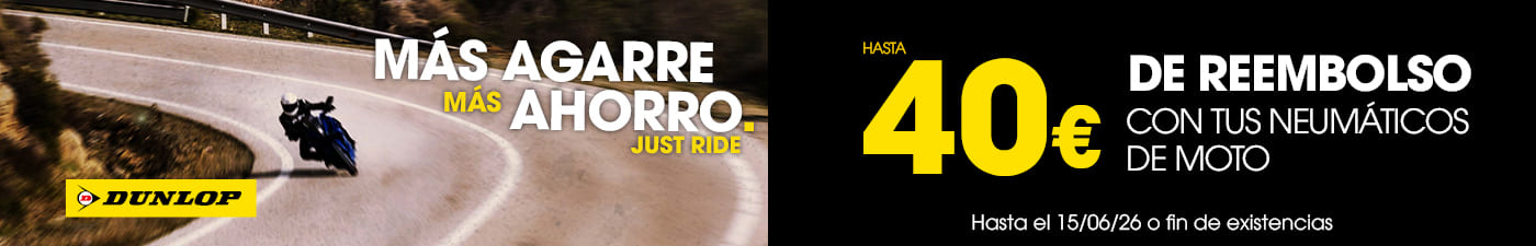 Fins a 40€ de reembolso con tus neumáticos de moto Dunlop