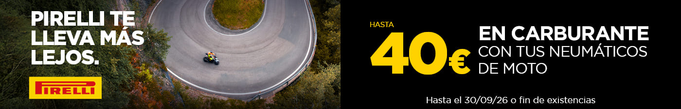 Hasta 40€ en carburante con tus neumáticos de moto Pirelli