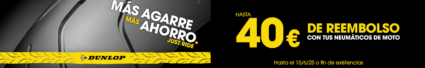 Fins a 40€ de reembolso con tus neumáticos de moto Dunlop