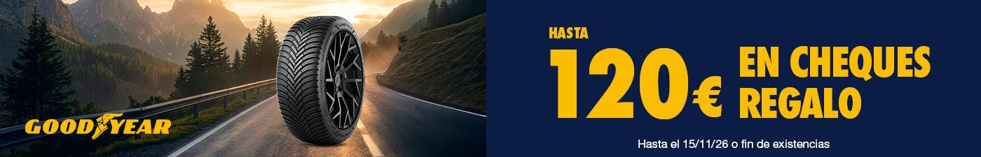 Hasta 120€ en cheques regalo con tus neumáticos Goodyear