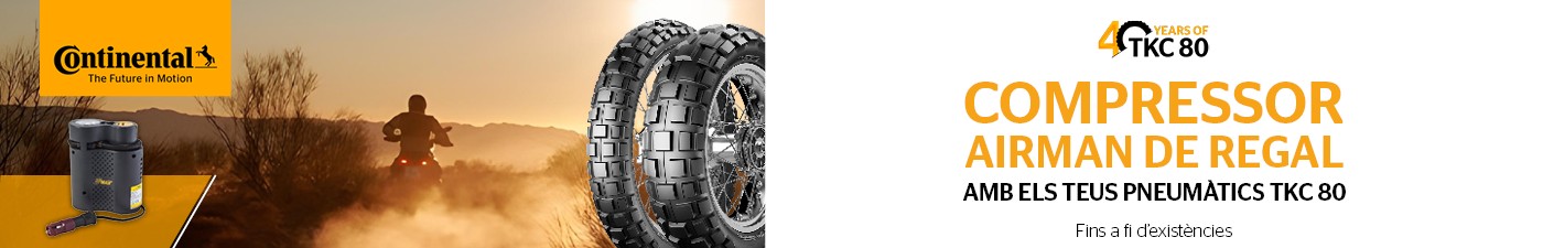Regal compresor Airman per la compra d'un joc de neumátics de moto Continental TKC 80 a Rodi