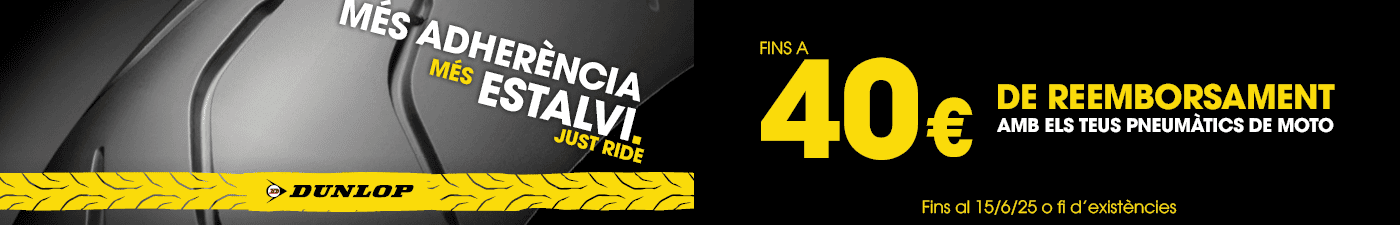 Fins a 40€ de reemborsament amb els teus pneumàtics de moto Dunlop