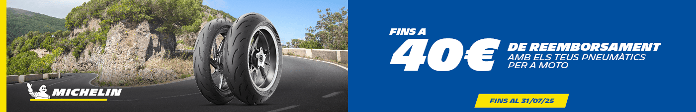 Fins a 40€ de reemborsament amb els teus pneumàtics de moto Michelin
