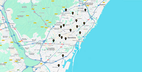 Mapa de talleres de Neumáticos en Barcelona Ciutat