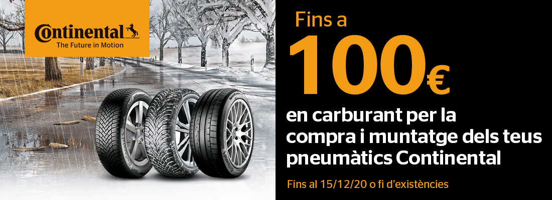 pneumàtics continental amb fins a 100€ en xec carburant - rodi