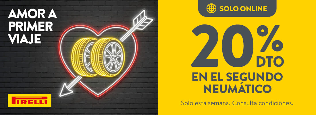 promoción san valentín: 20% en la segunda unidad de neumáticos pirelli - rodi