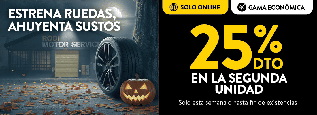 descuento halloween 25% en la 2a unidad de neumáticos económicos - rodi