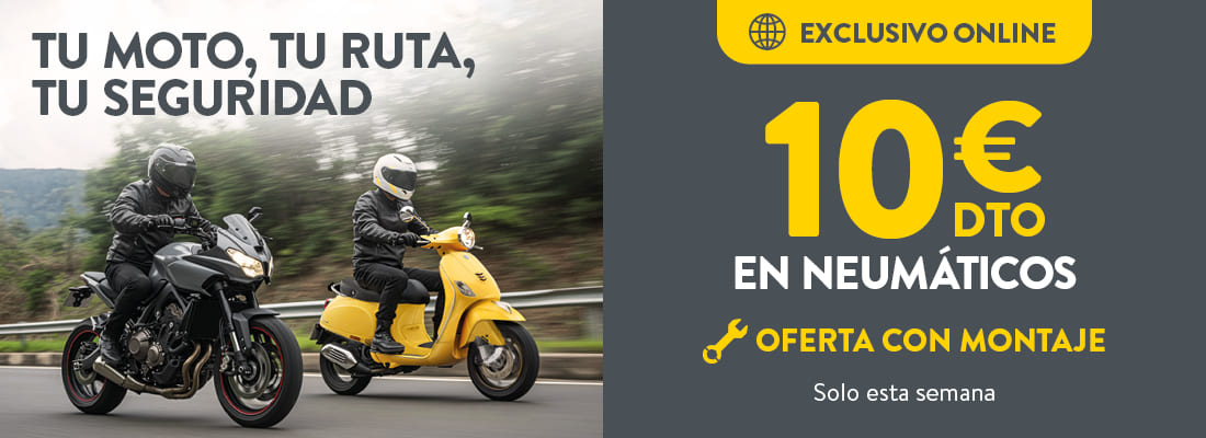 10€ de descuento en neumáticos de moto al incluir el montaje  - rodi